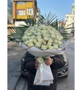 50 beyaz gül buketi
